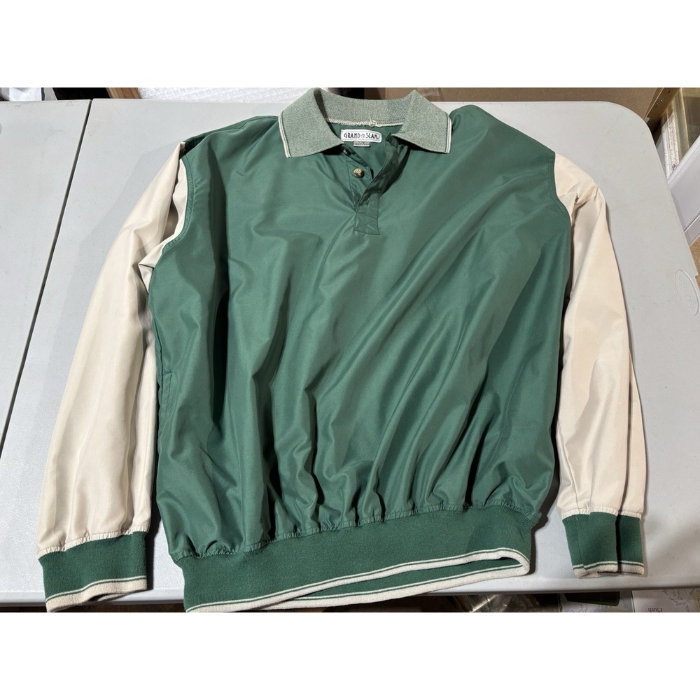 Vintage Grand Slam Tour Pullover Jacket Men L‎ Cream And Green
